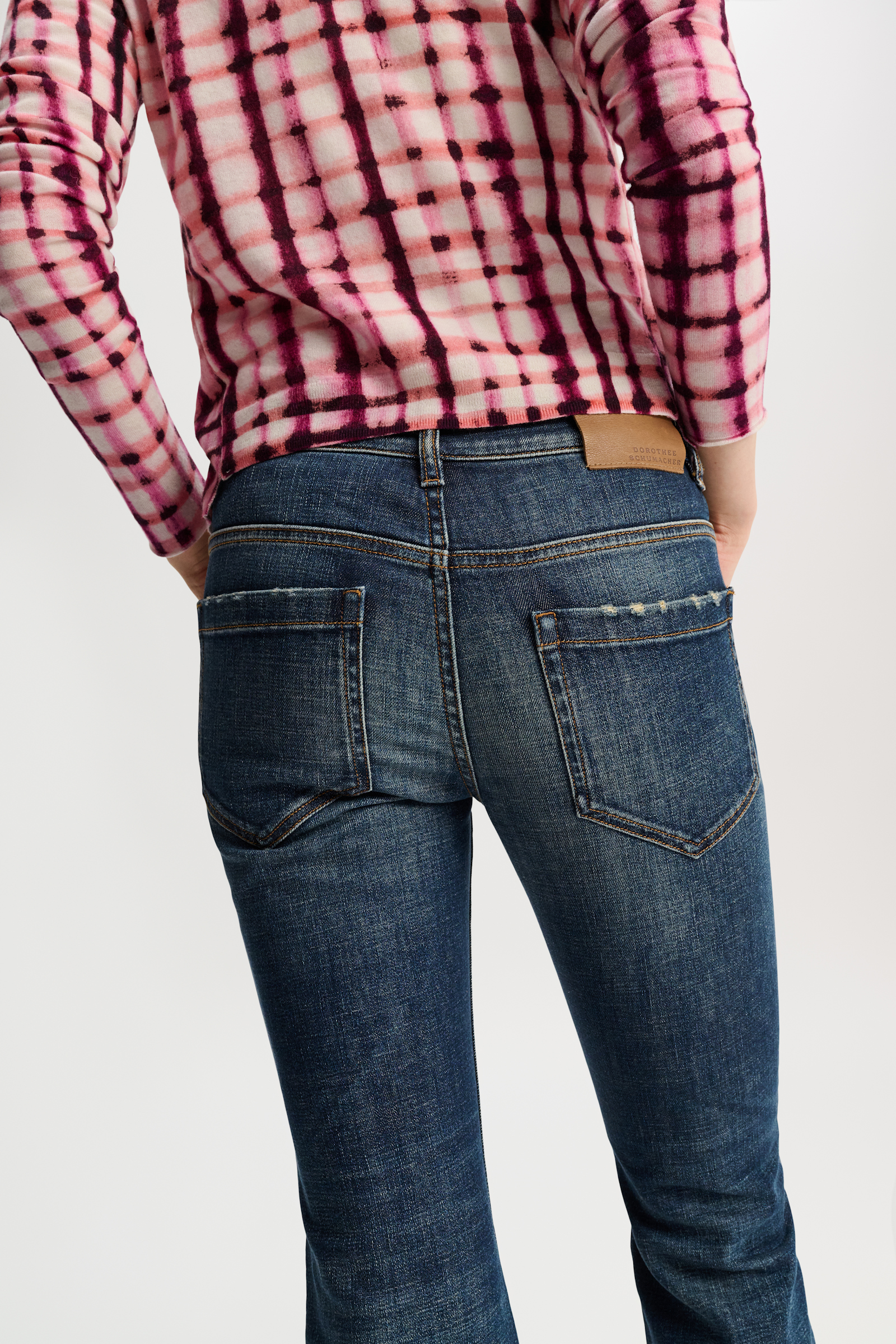 Dorothee Schumacher Cropped Flared Jeans mit Westerndetails denim blue