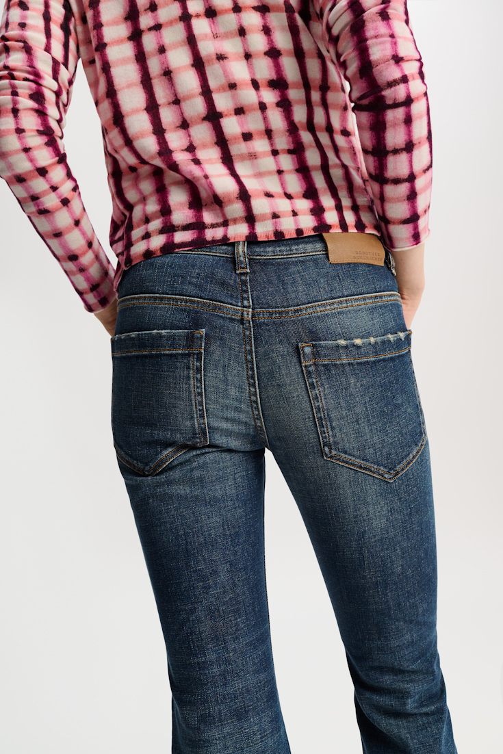 Dorothee Schumacher Cropped Flared Jeans mit Westerndetails denim blue