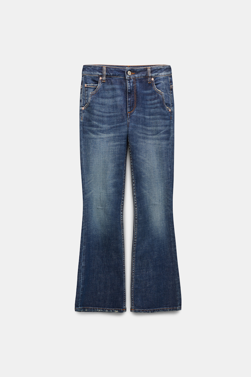Shop Dorothee Schumacher Cropped Flared Jeans With Western Details In Blue