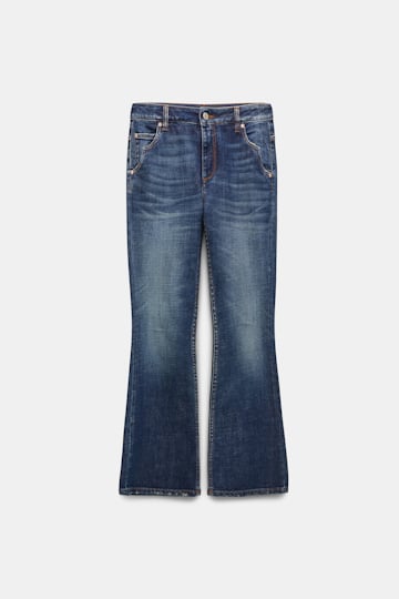 Dorothee Schumacher Cropped Flared Jeans mit Westerndetails denim blue