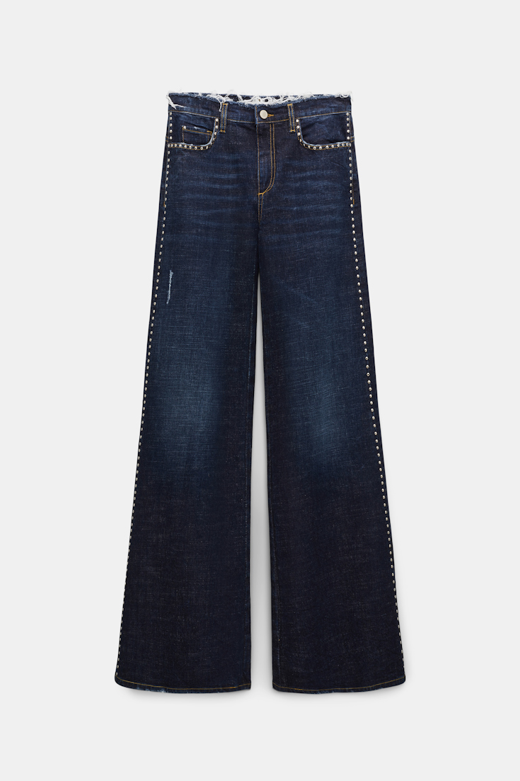 Dorothee Schumacher Jeans mit Ziersteinen, Westerndetails und ausgefranstem Bund True Denim Blue