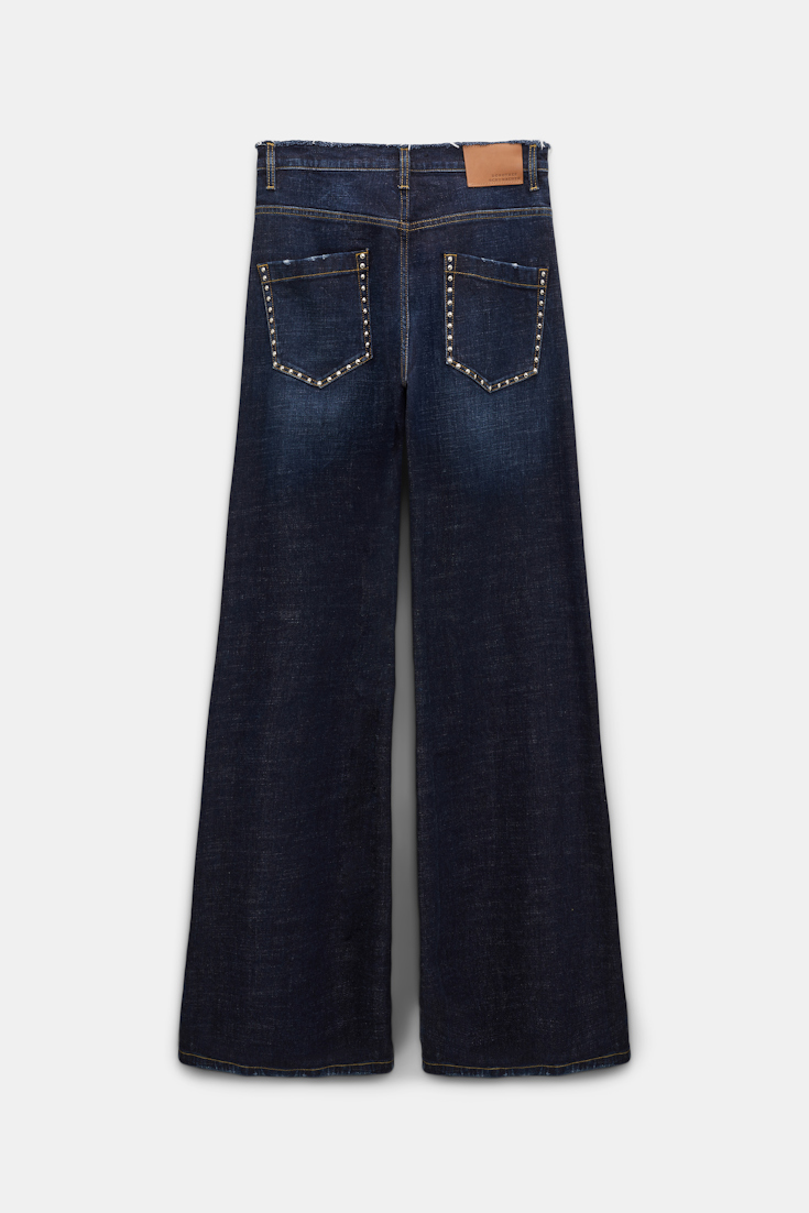 Dorothee Schumacher Jeans mit Ziersteinen, Westerndetails und ausgefranstem Bund True Denim Blue