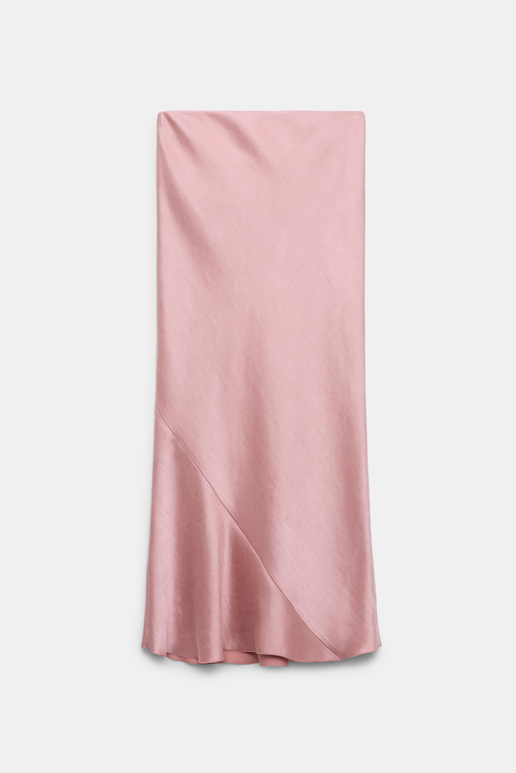 Dorothee Schumacher Bias cut slouchy satin skirt soft pink