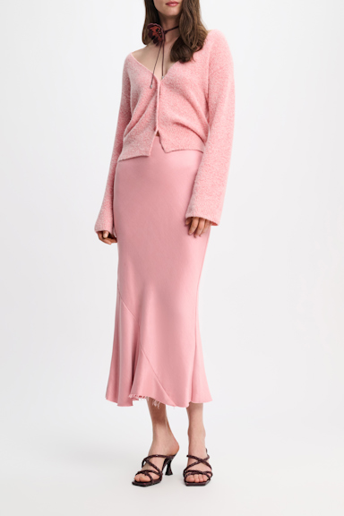 Dorothee Schumacher Bias cut slouchy satin skirt soft pink