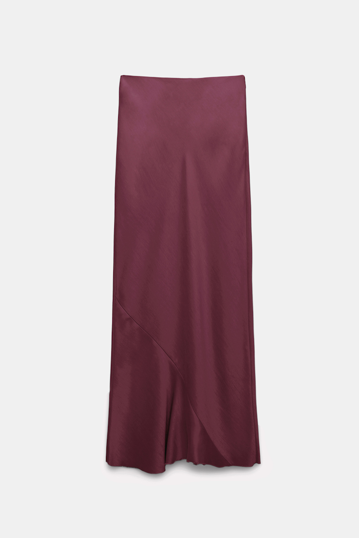 Dorothee Schumacher Bias cut slouchy satin skirt dark burgundy