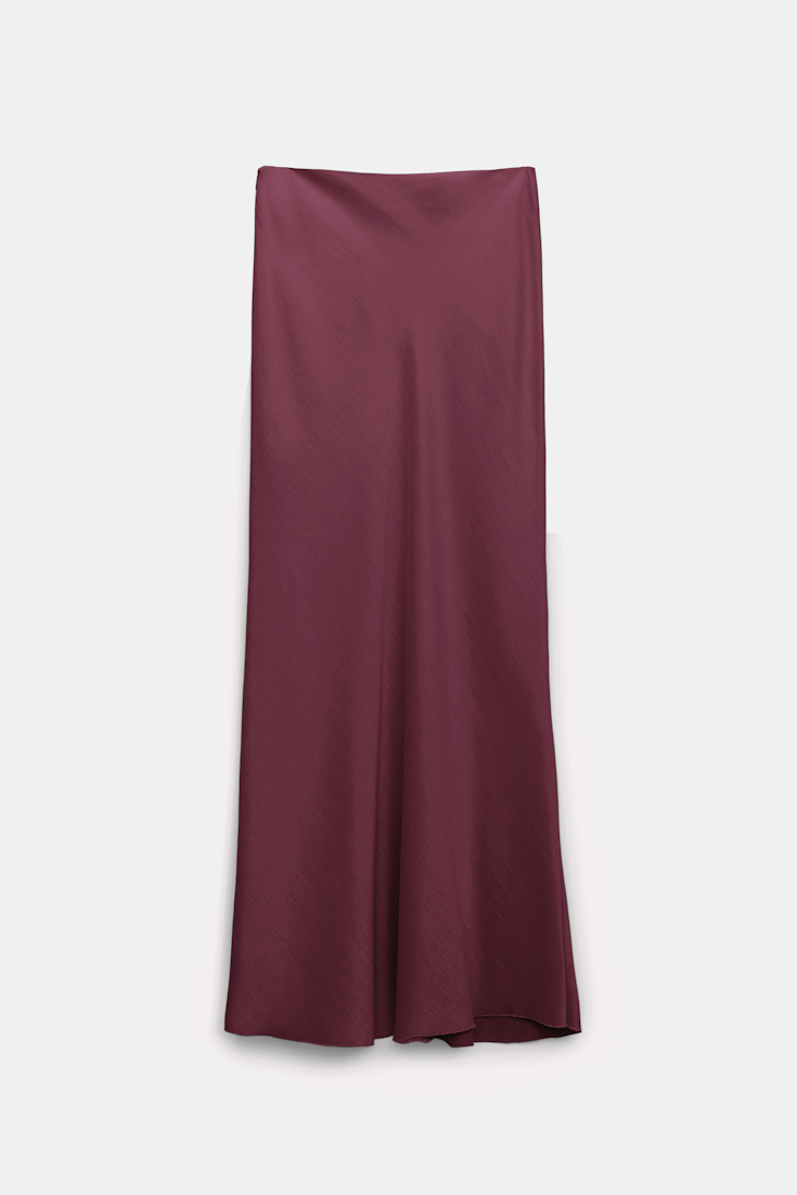 Dorothee Schumacher Bias cut slouchy satin skirt dark burgundy