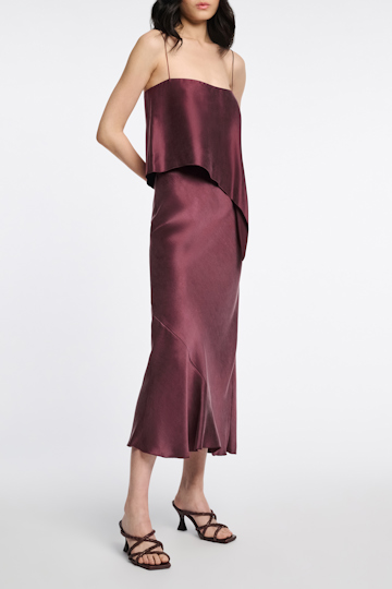Dorothee Schumacher Asymmetrisches, slouchy Spaghettiträgertop dark burgundy