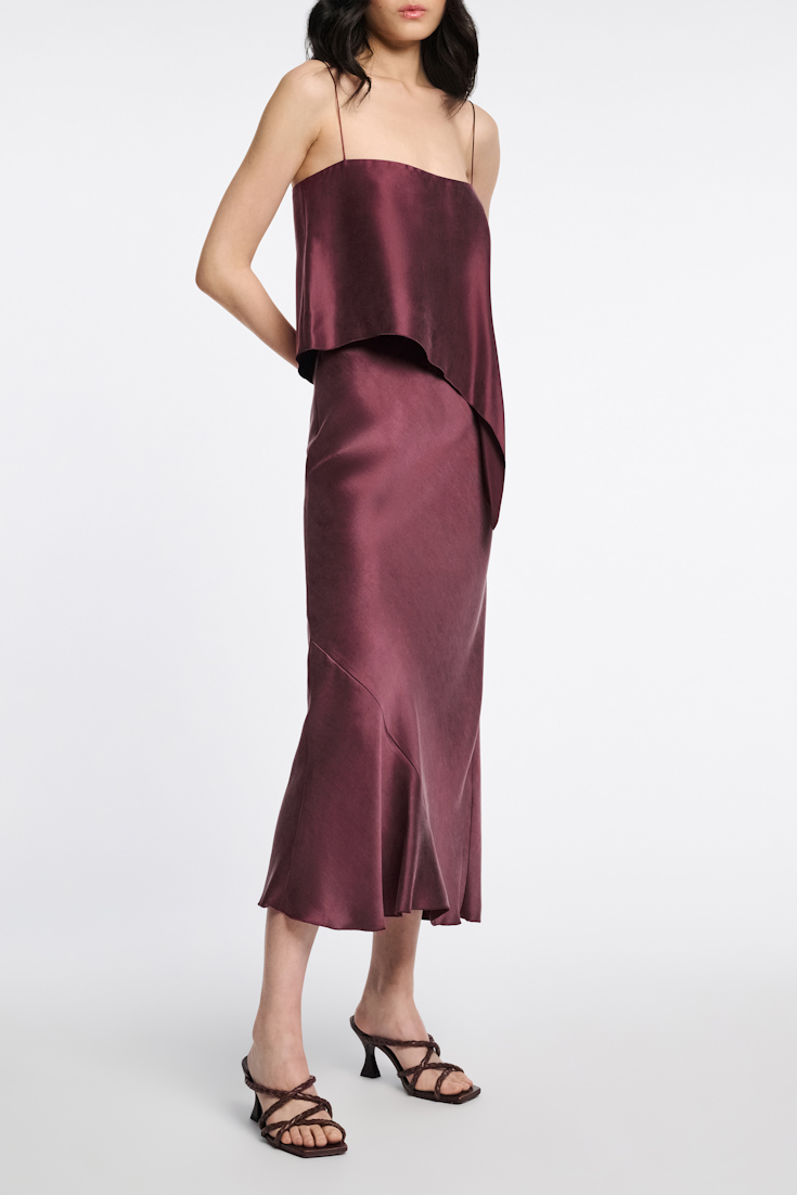 Dorothee Schumacher Asymmetrisches, slouchy Spaghettiträgertop dark burgundy
