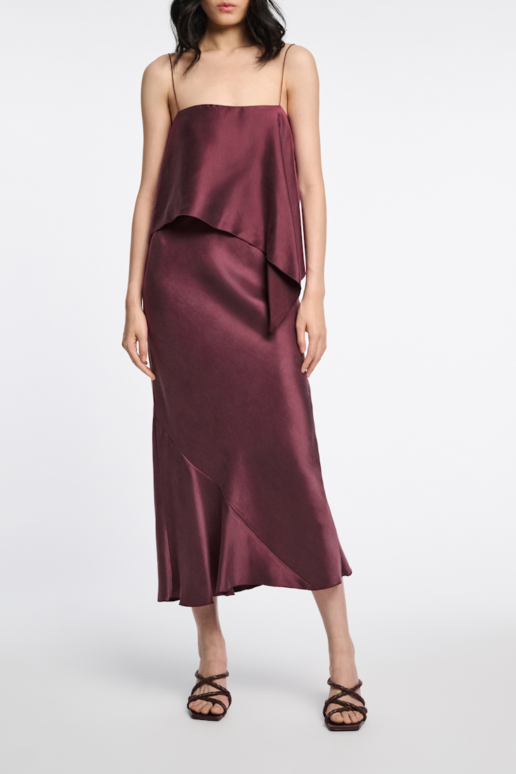 Dorothee Schumacher Asymmetrisches, slouchy Spaghettiträgertop dark burgundy