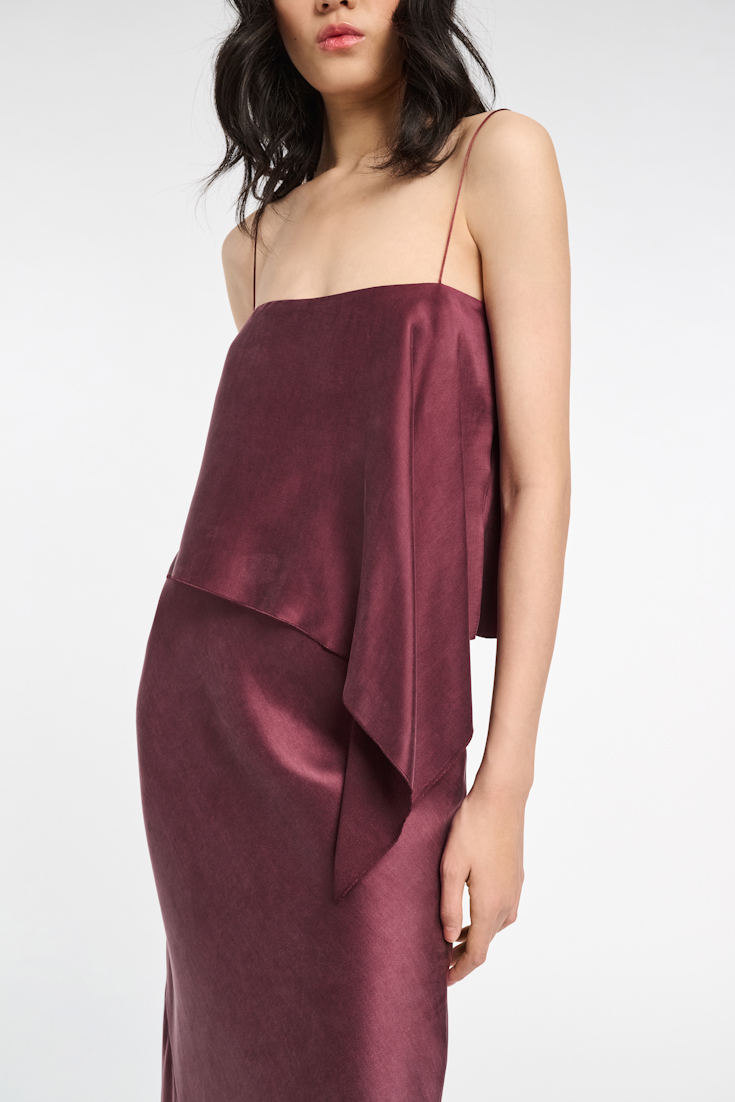 Dorothee Schumacher Asymmetrisches, slouchy Spaghettiträgertop dark burgundy
