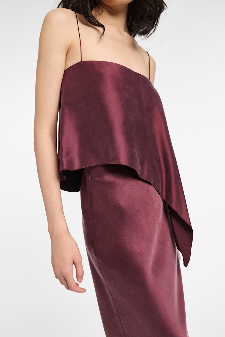 Dorothee Schumacher Asymmetrisches, slouchy Spaghettiträgertop dark burgundy