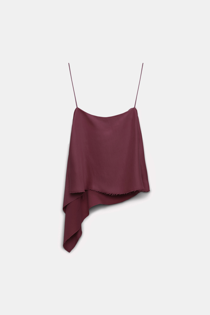 Dorothee Schumacher Asymmetrisches, slouchy Spaghettiträgertop dark burgundy