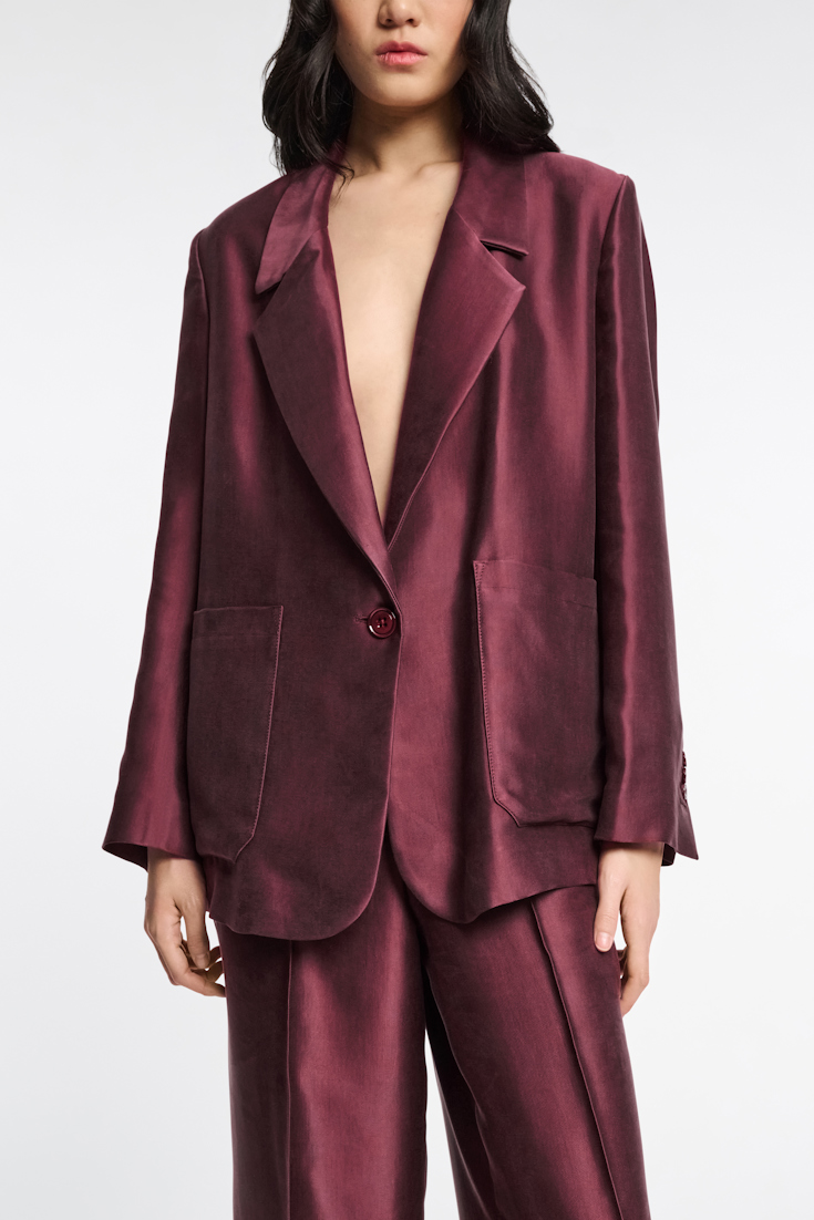 Dorothee Schumacher Slouchy satin blazer dark burgundy