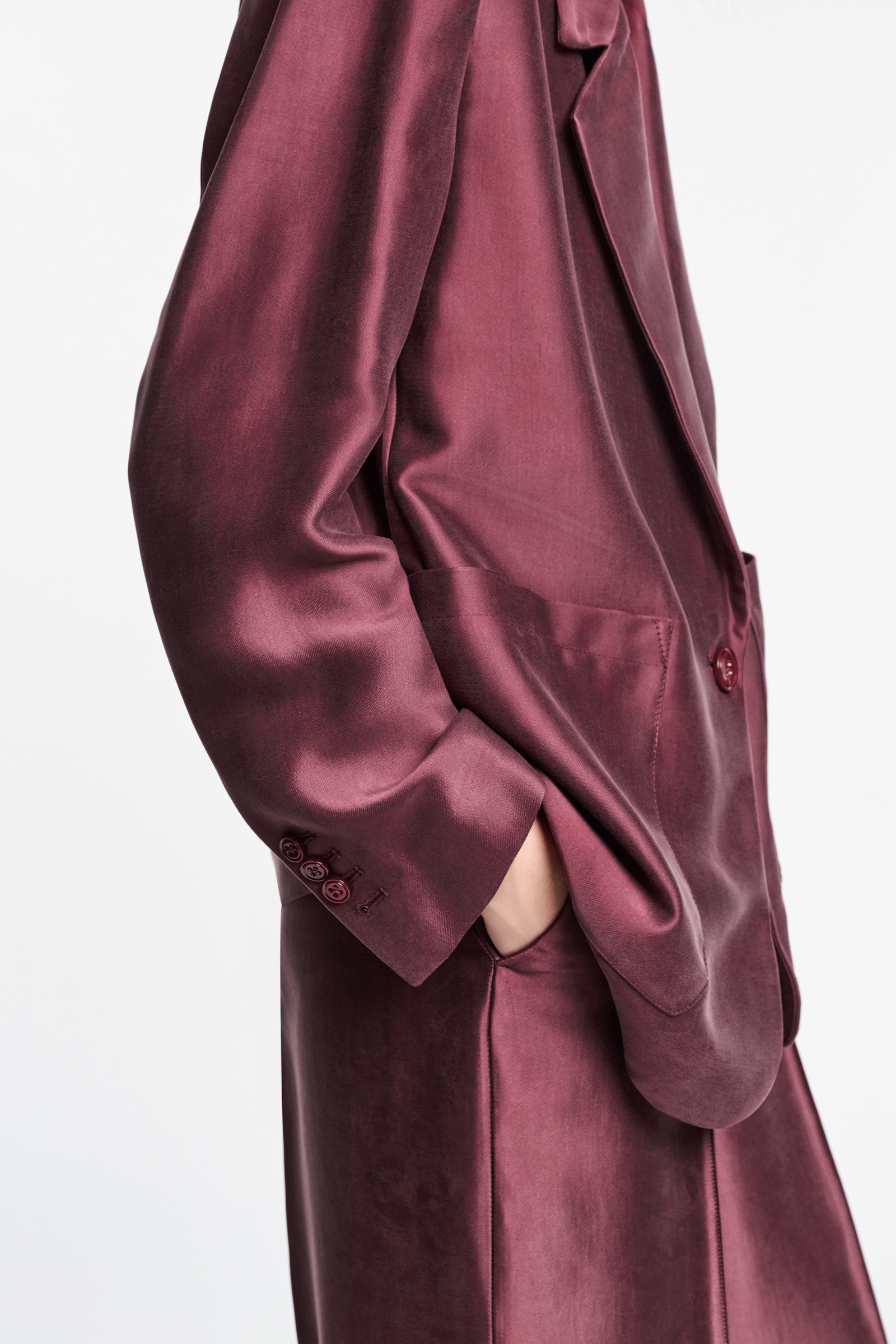 Dorothee Schumacher Slouchy satin blazer dark burgundy