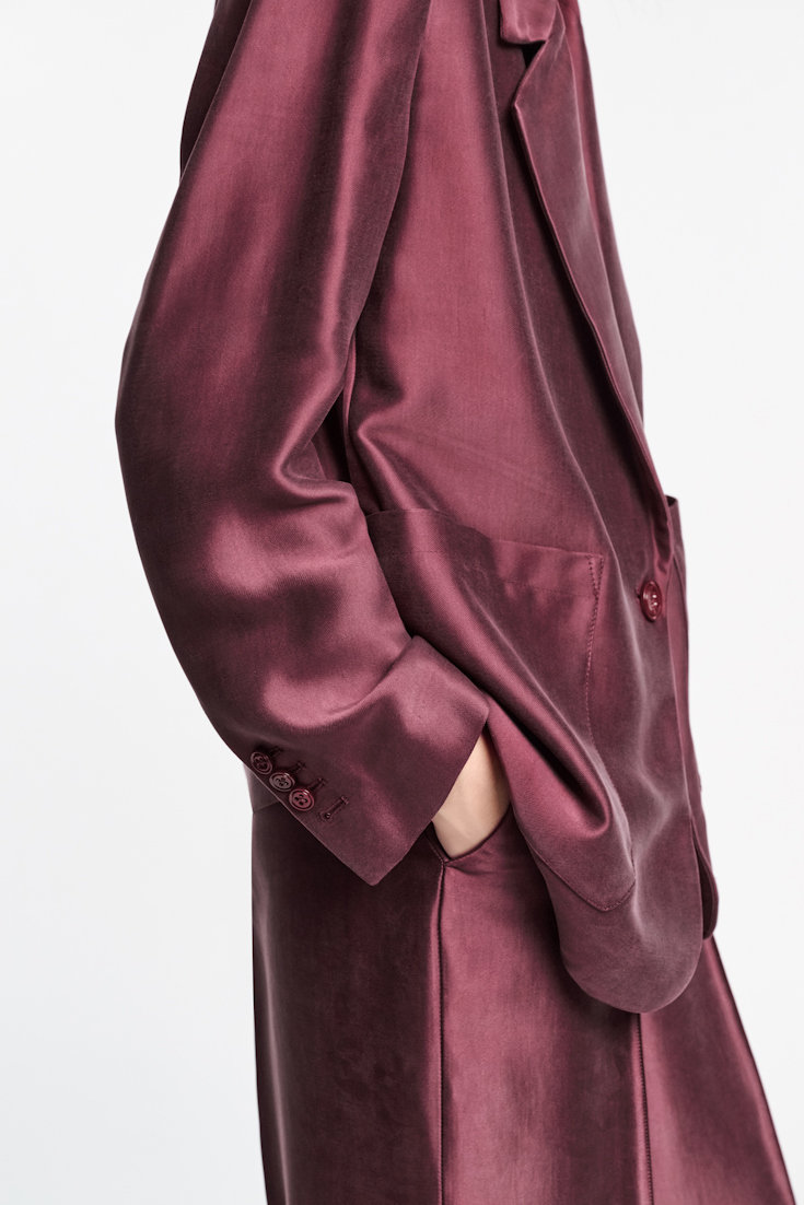 Dorothee Schumacher Slouchy satin blazer dark burgundy