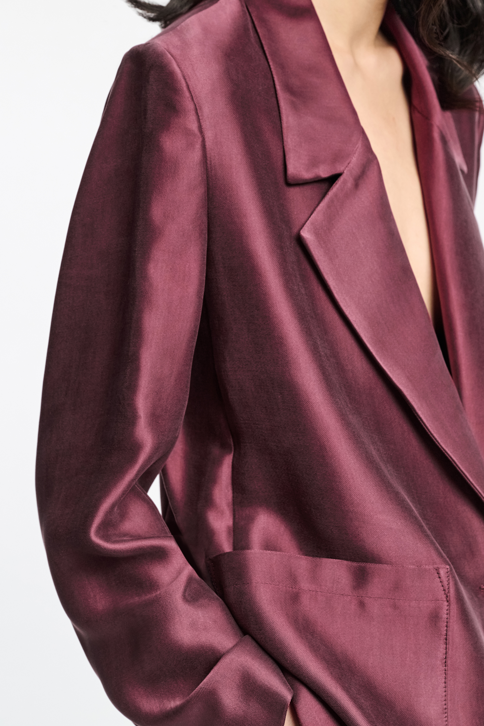 Dorothee Schumacher Slouchy satin blazer dark burgundy