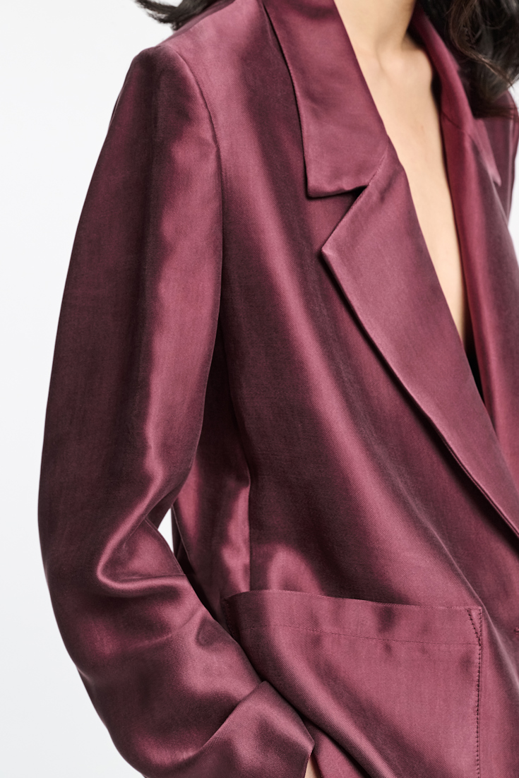 Dorothee Schumacher Slouchy satin blazer dark burgundy