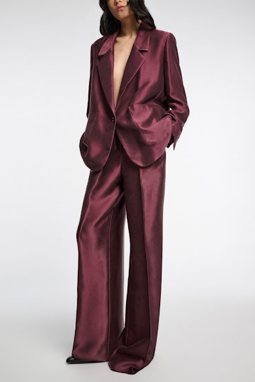Dorothee Schumacher Slouchy Hose mit weitem Bein und Biese dark burgundy