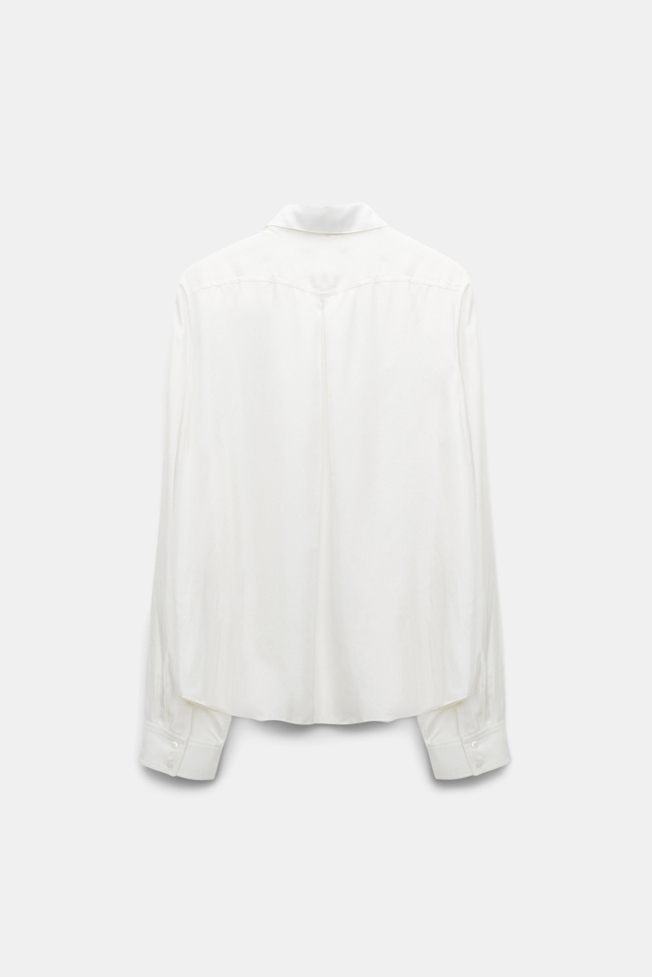 Dorothee Schumacher Boxy silk twill blouse with removable tie camellia white