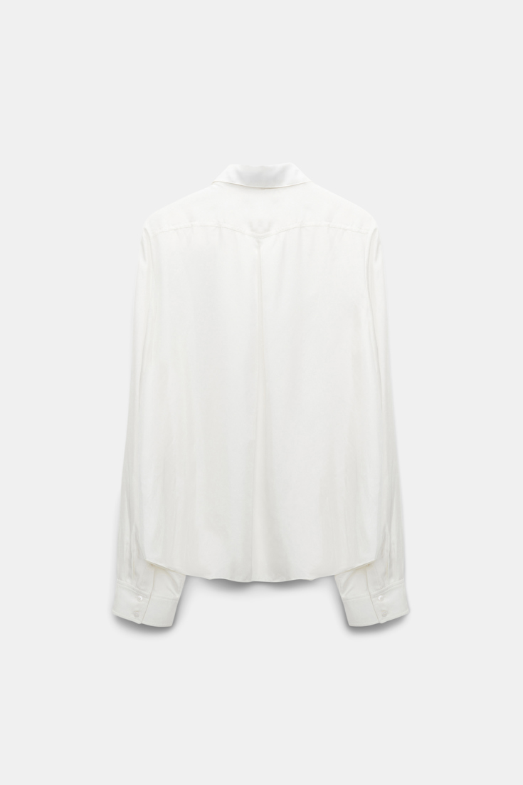 Dorothee Schumacher Bluse aus Seidentwill mit abnehmbarem Band camellia white