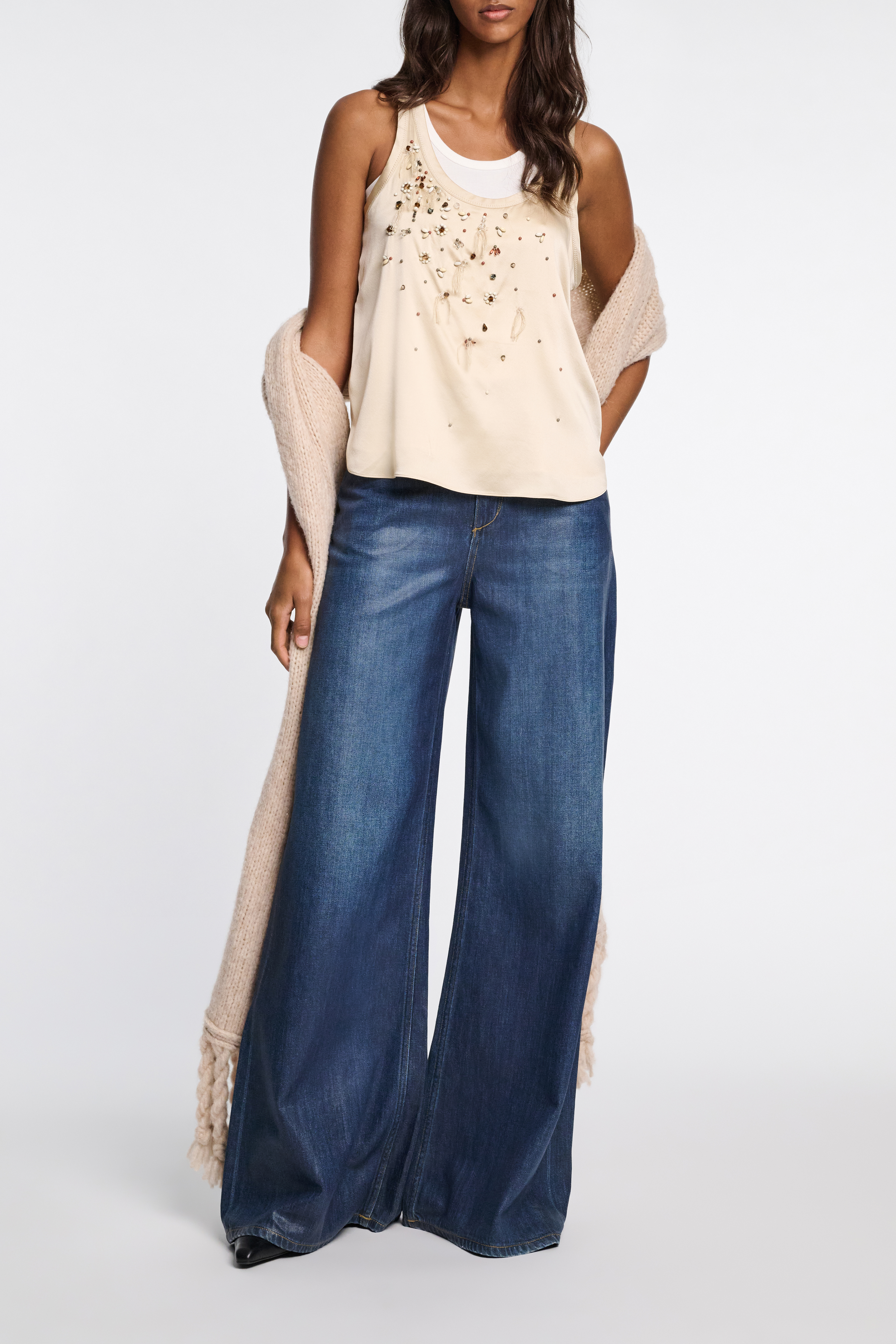 Dorothee Schumacher Hand-embellished satin-silk tank