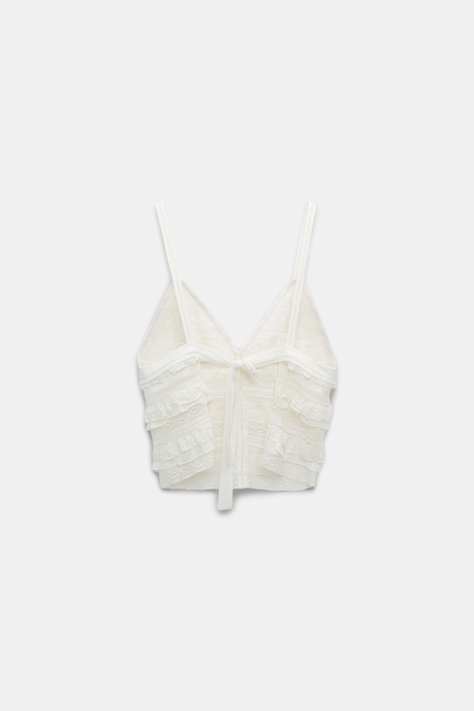 Dorothee Schumacher Backless tank top with lace & tulle ribbon and silk crêpe de chine camellia white