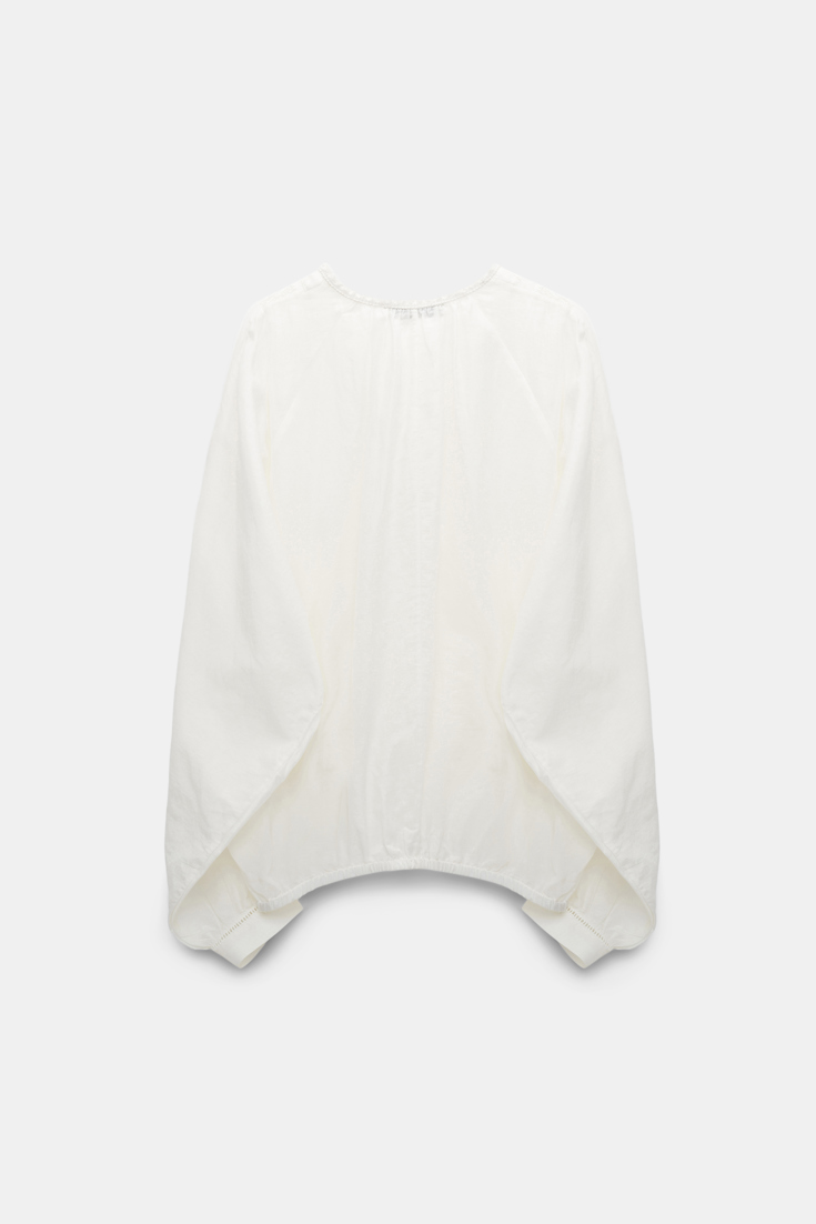 Dorothee Schumacher Cotton-silk-voile blouse with lace inserts camellia white