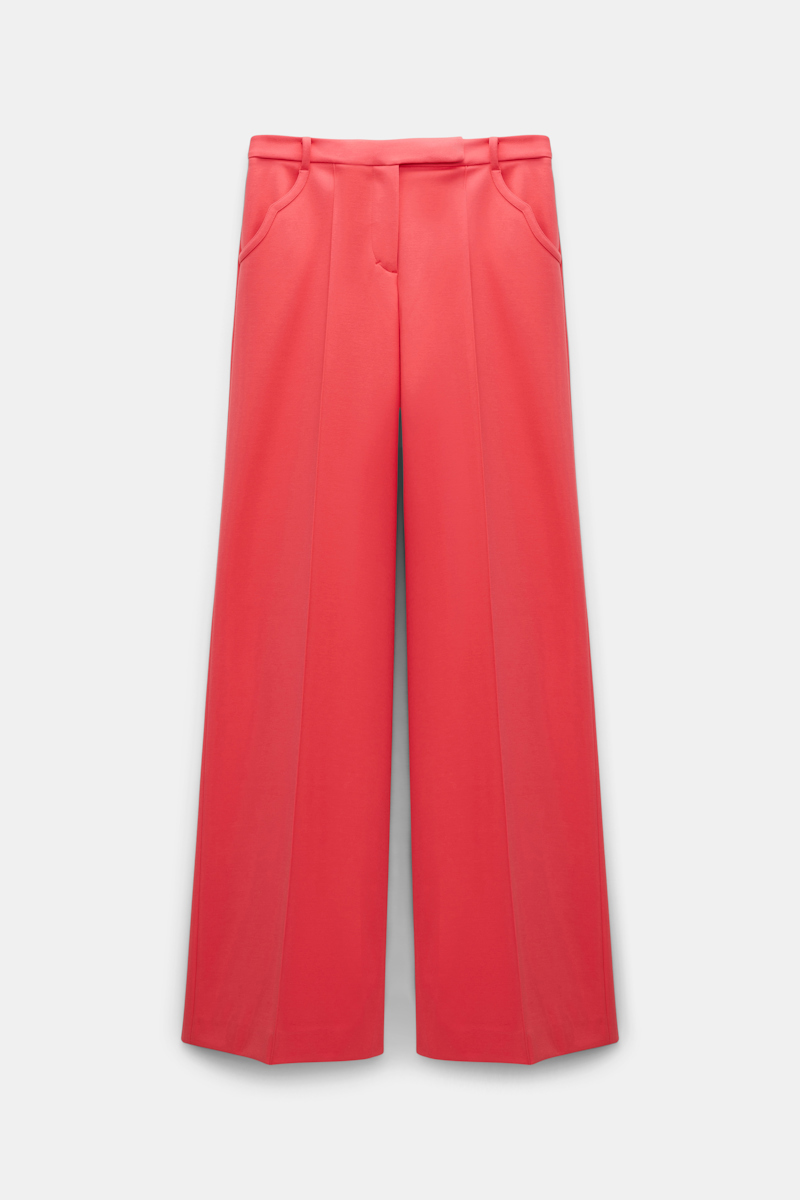 Shop Dorothee Schumacher Wide Leg Pants In Punto Milano With Western Details In Red