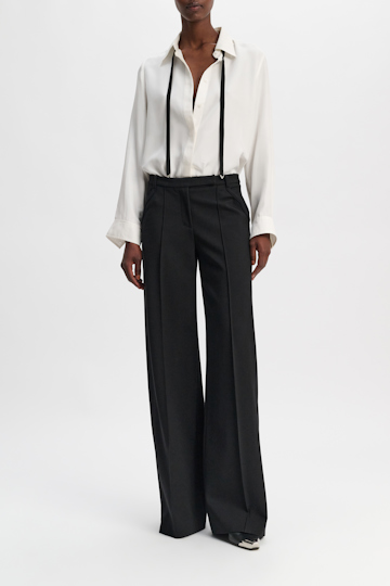 Dorothee Schumacher Wide leg pants in Punto Milano with Western details pure black