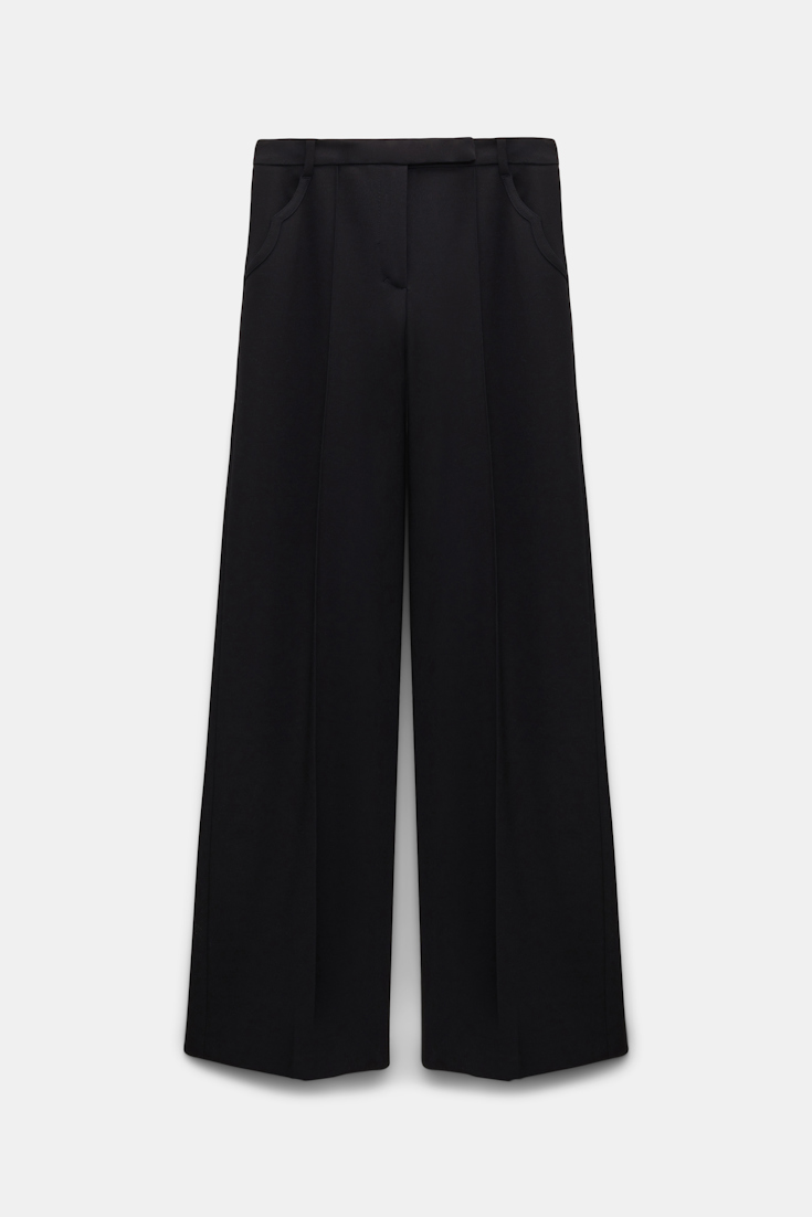 Dorothee Schumacher Wide leg pants in Punto Milano with Western details pure black
