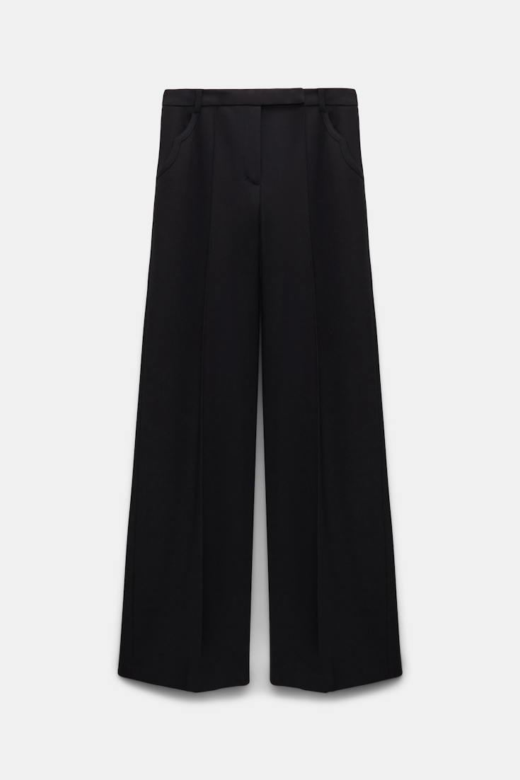 Dorothee Schumacher Hose aus Punto Milano mit weitem Bein und Biese pure black