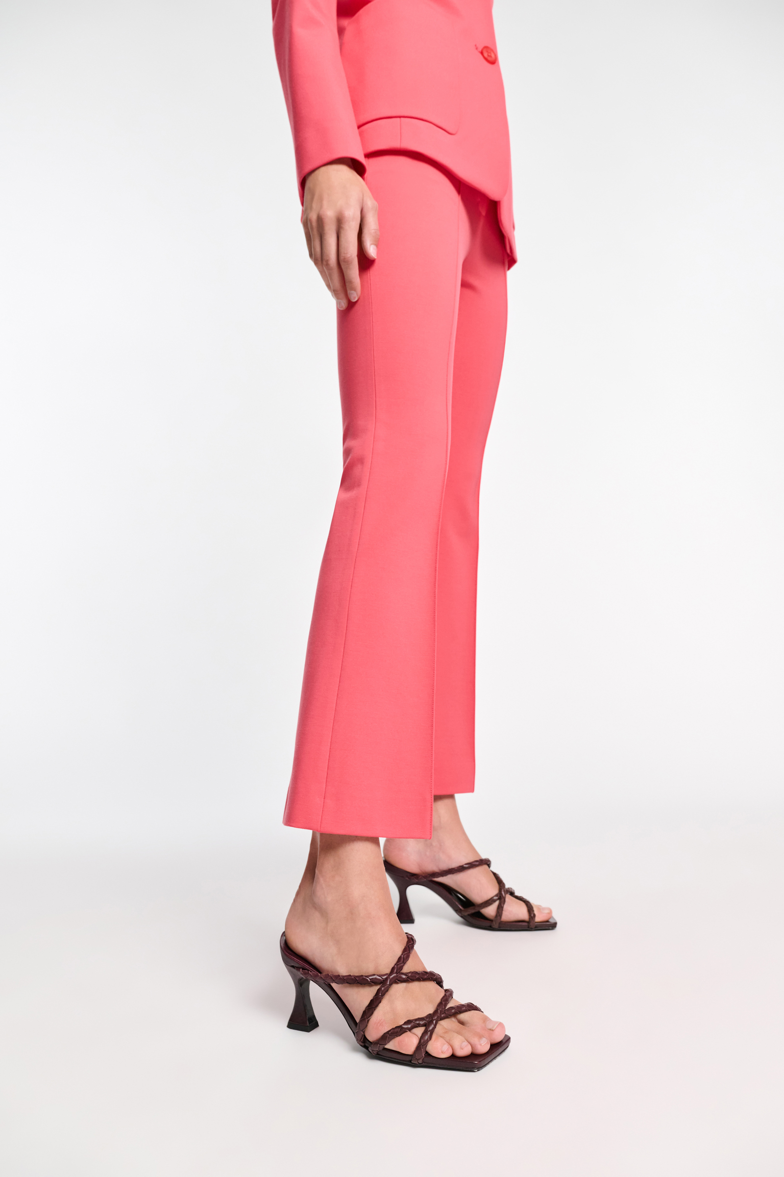 Dorothee Schumacher Cropped flared pants in Punto Milano with Western details medium coral