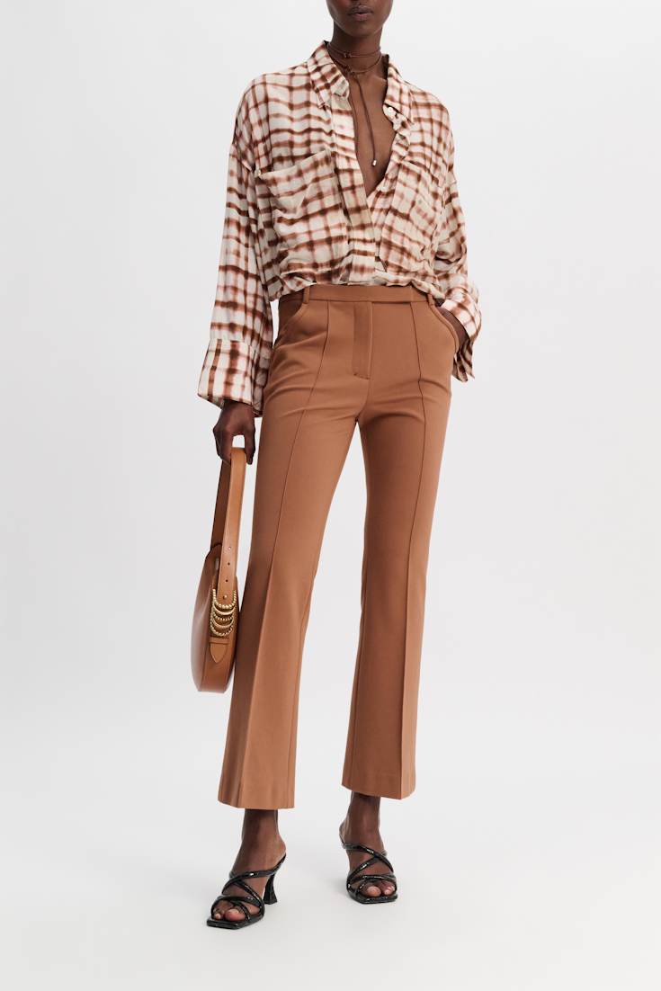 Dorothee Schumacher Cropped flared pants in Punto Milano with Western details brown