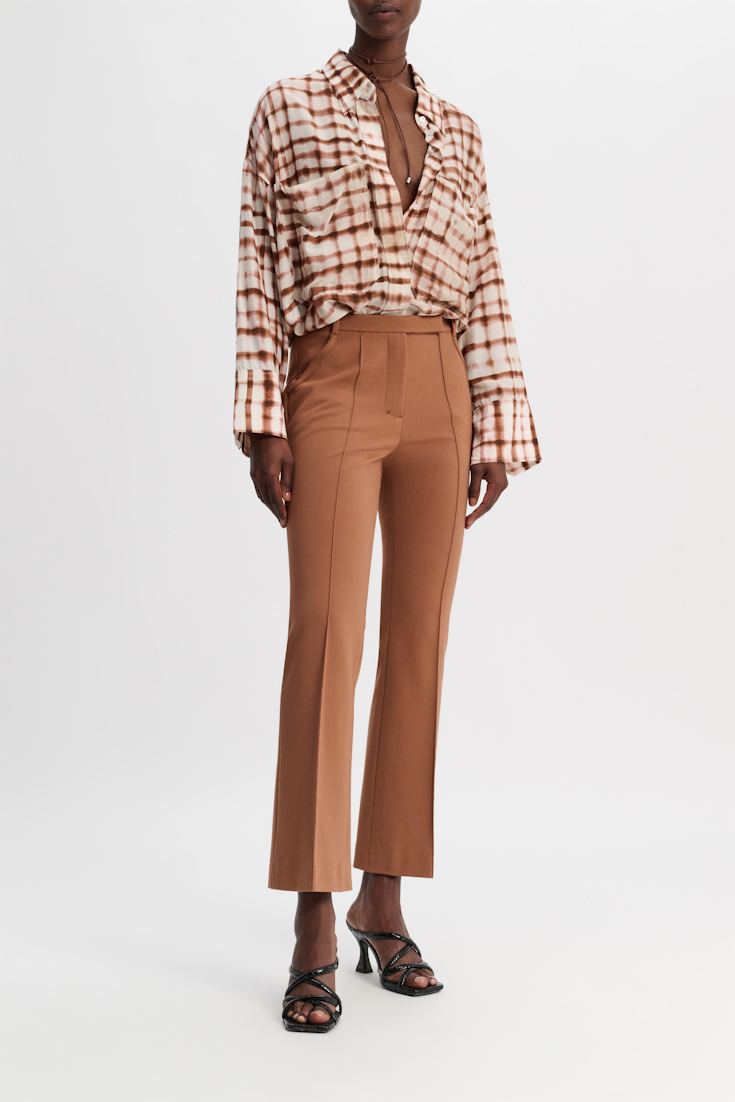 Dorothee Schumacher Cropped flared pants in Punto Milano with Western details brown