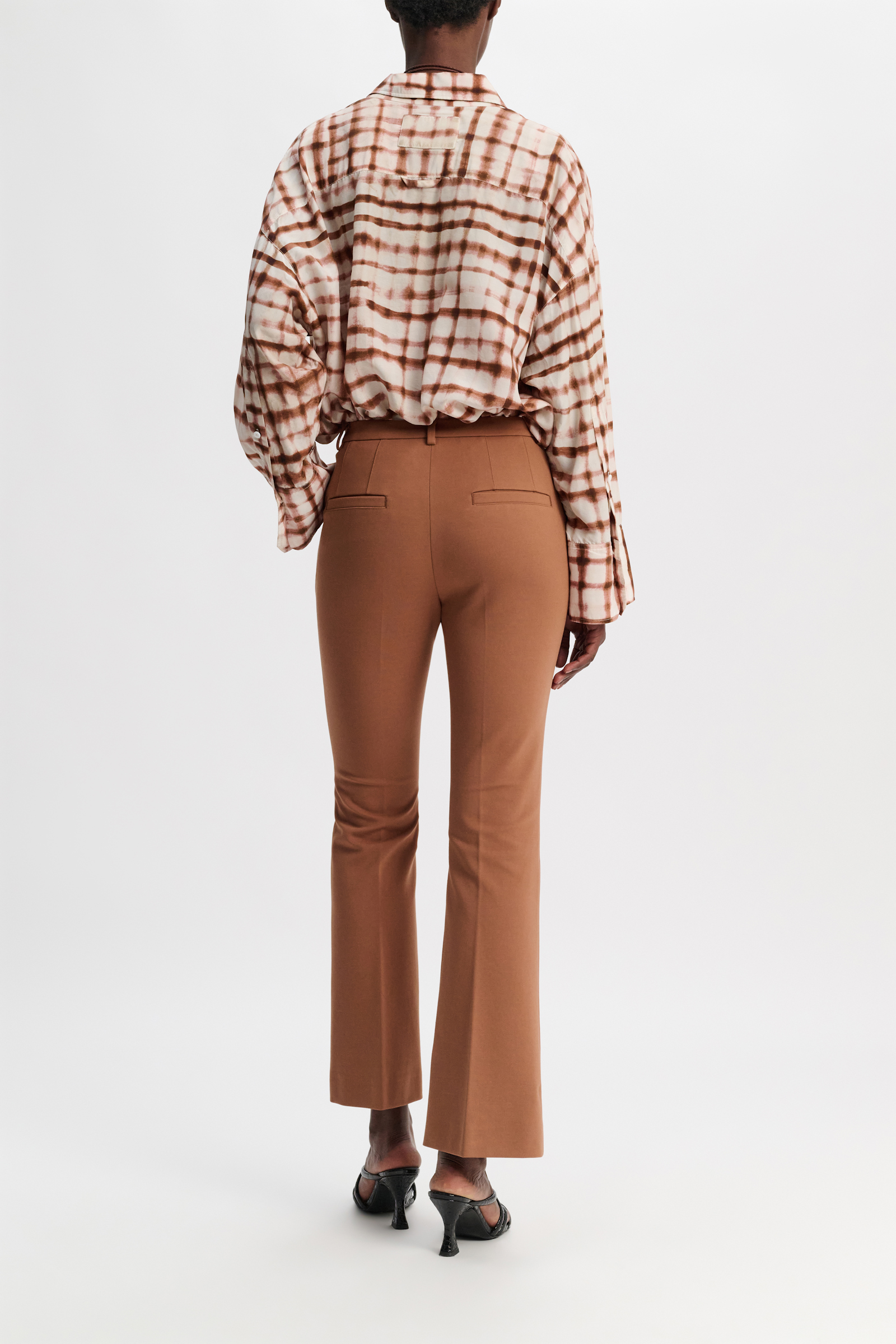 Dorothee Schumacher Cropped flared pants in Punto Milano with Western details brown