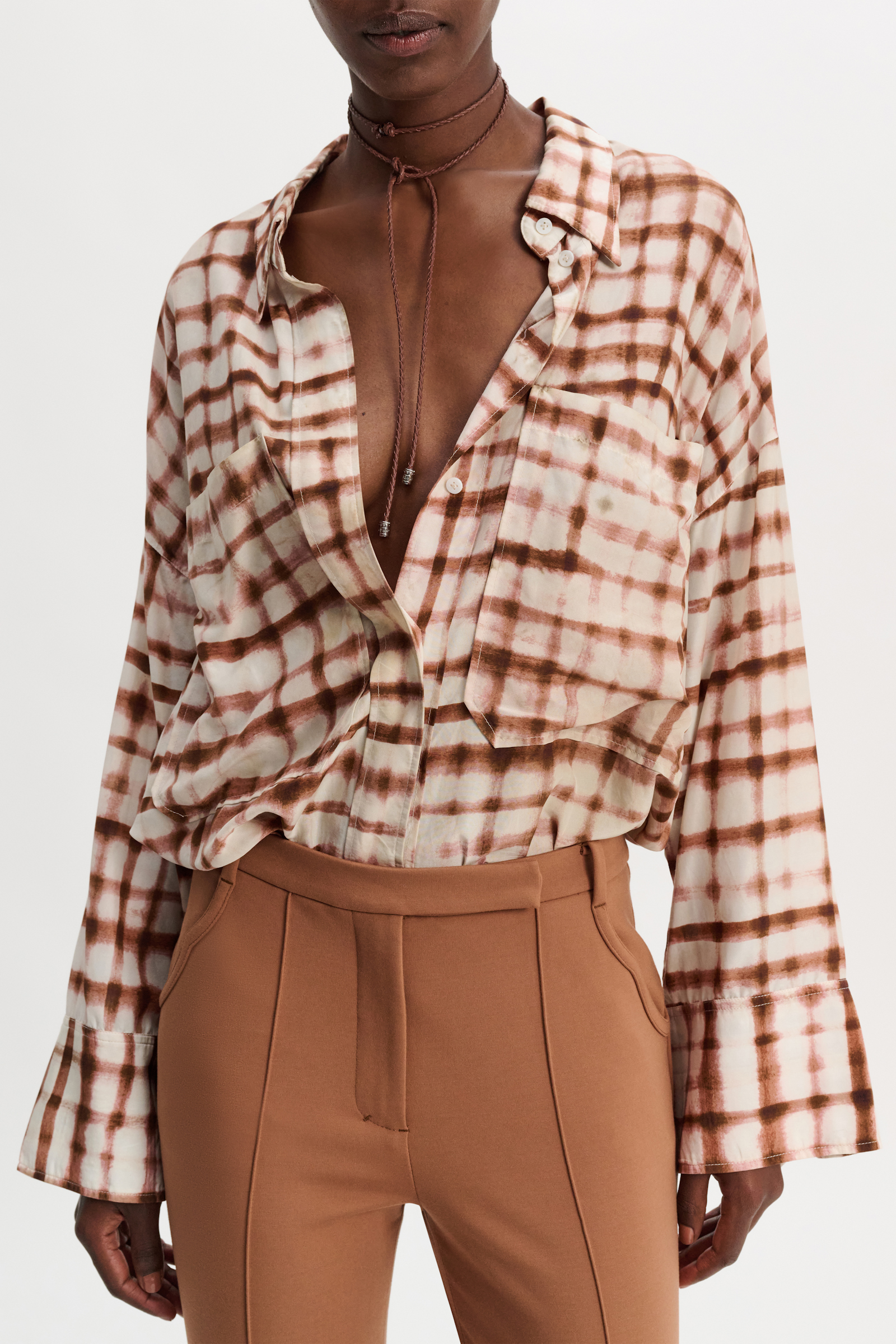 Dorothee Schumacher Cropped flared pants in Punto Milano with Western details brown