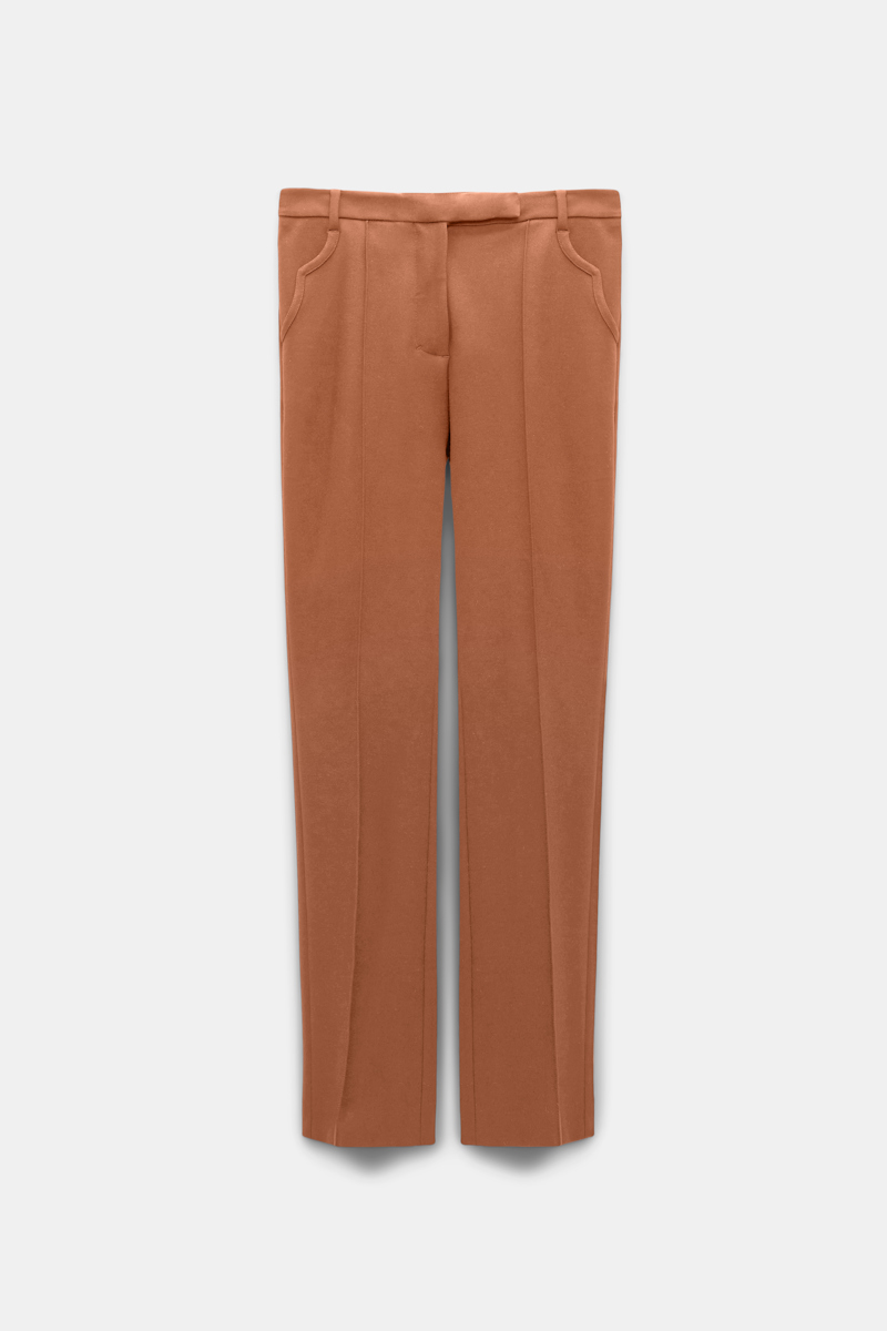 Shop Dorothee Schumacher Cropped Flared Pants In Punto Milano With Western Details In Brown