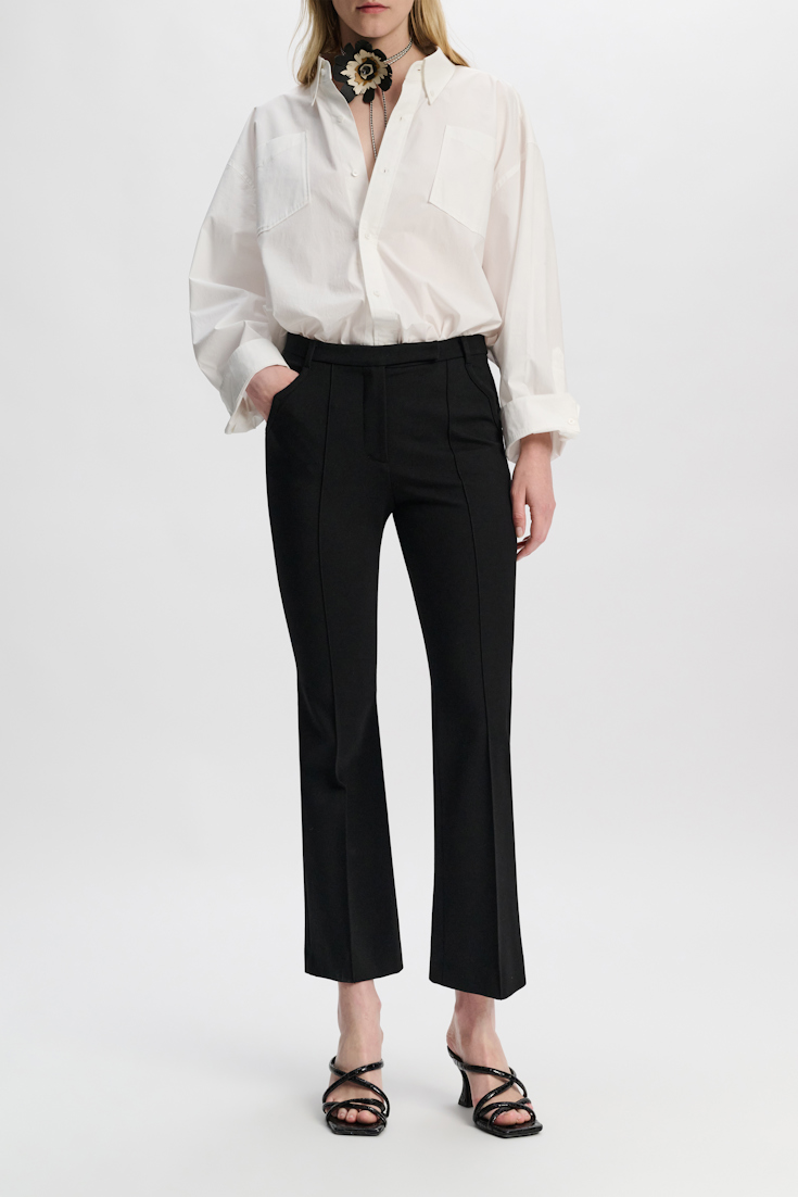Dorothee Schumacher Cropped flared pants in Punto Milano with Western details pure black