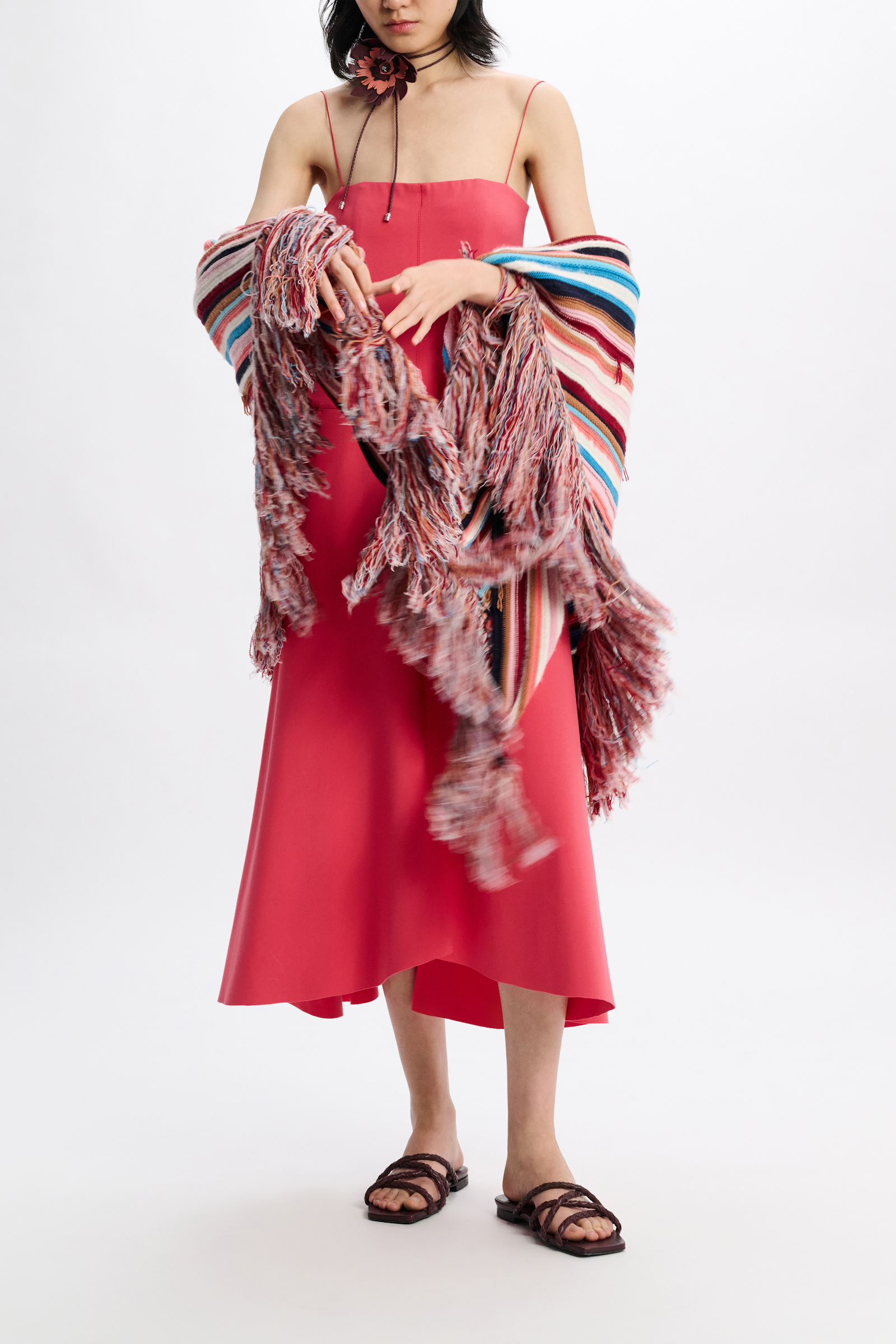 Dorothee Schumacher Corset dress in Punto Milano with Western details medium coral