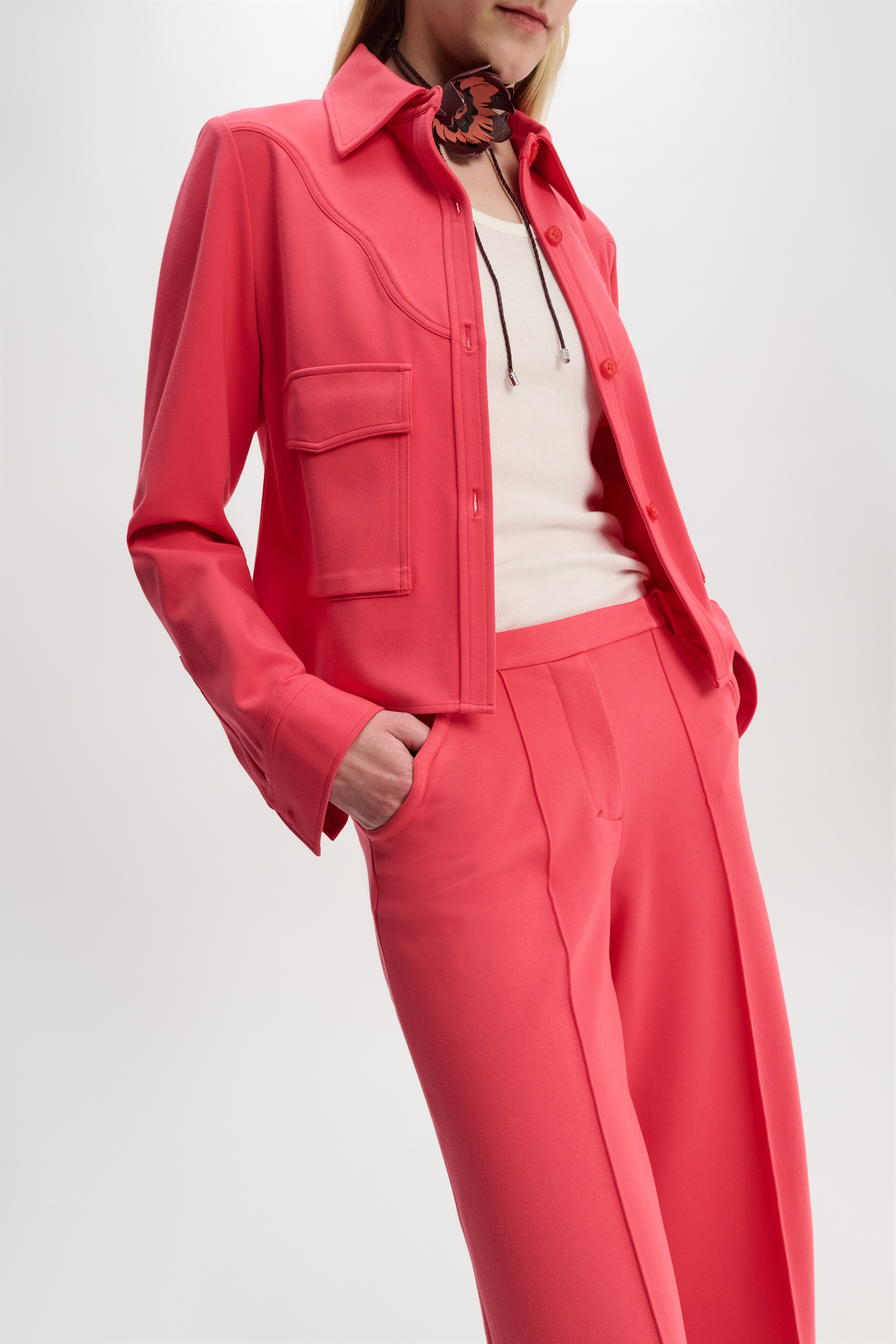 Dorothee Schumacher Hemdjacke aus Punto Milano mit Western-Details medium coral