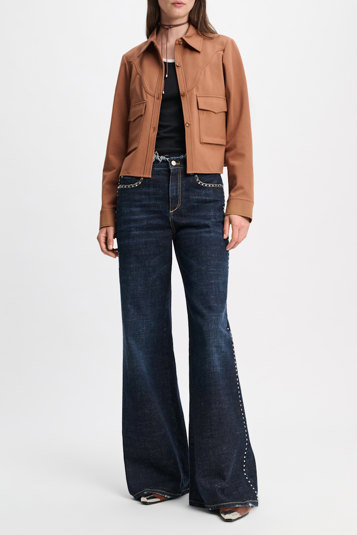 Dorothee Schumacher Shirt-jacket in Punto Milano with Western details brown