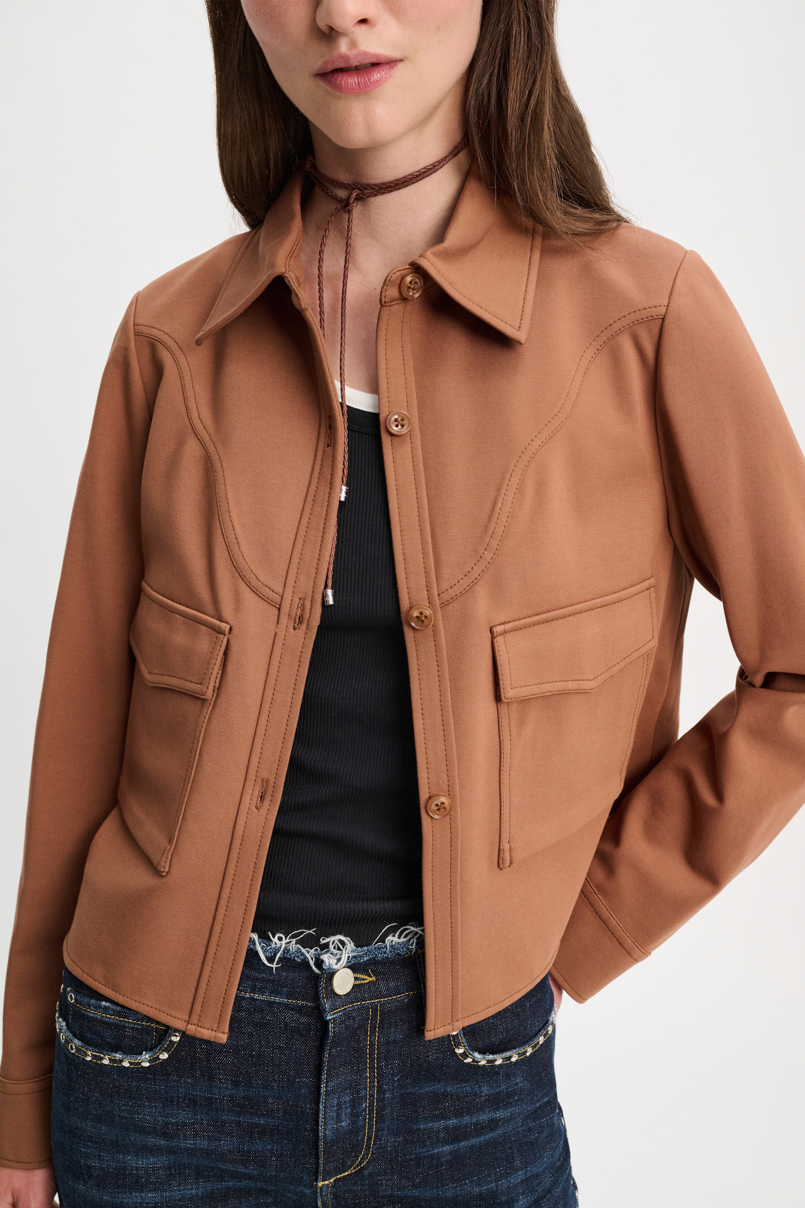 Dorothee Schumacher Hemdjacke aus Punto Milano mit Western-Details brown