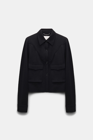 Dorothee Schumacher Shirt-jacket in Punto Milano with Western details pure black