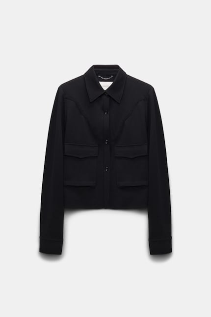 EMOTIONAL ESSENCE jacket Dorothee Schumacher Hemdjacke aus Punto Milano mit Western-Details pure black