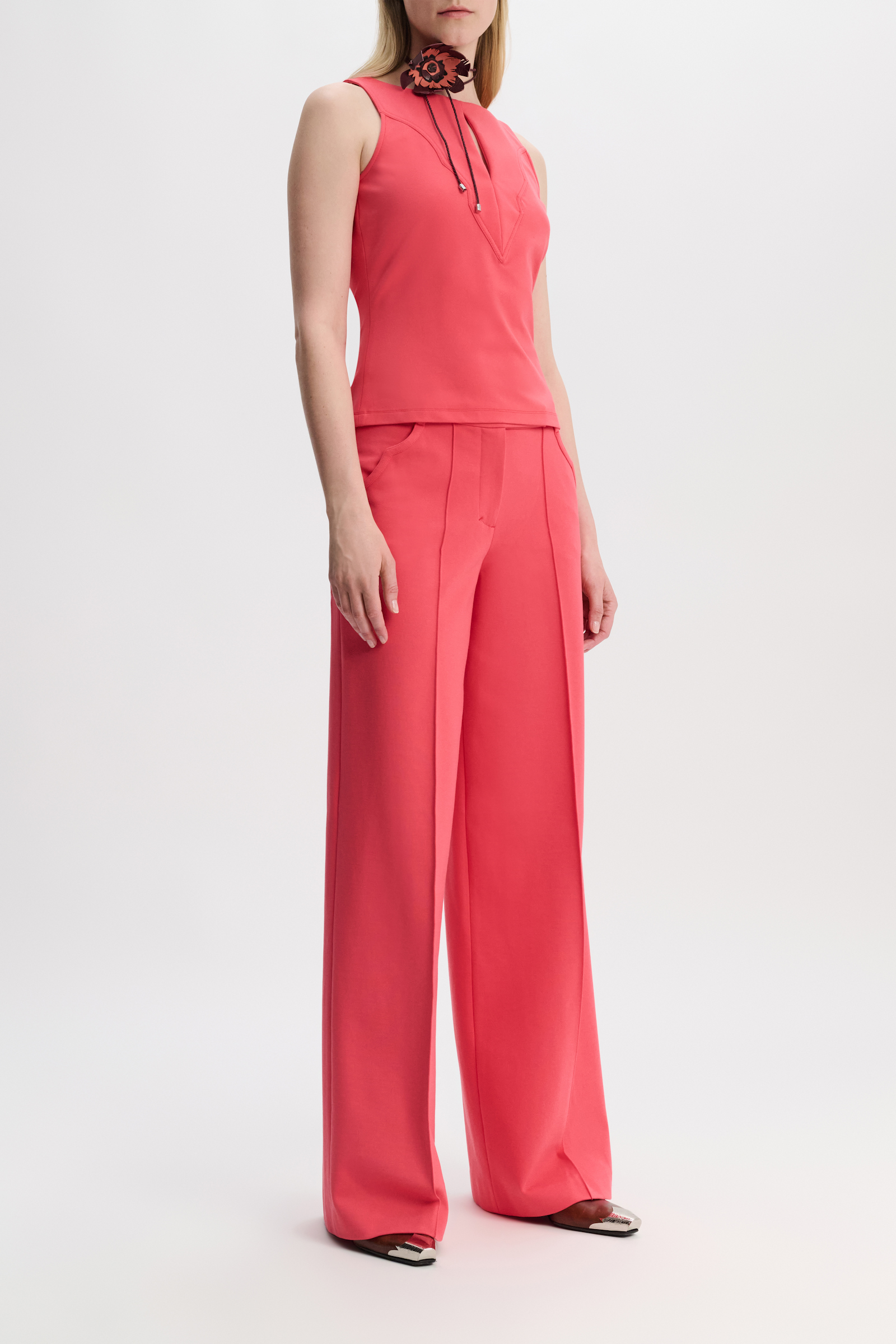 Dorothee Schumacher Top aus leichtem Punto Milano mit Cut-Out medium coral