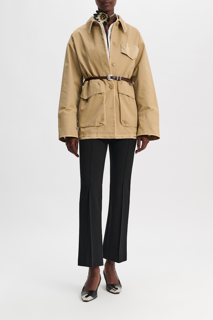 Dorothee Schumacher Hemdjacke mit abnehmbarem Ledergürtel medium beige
