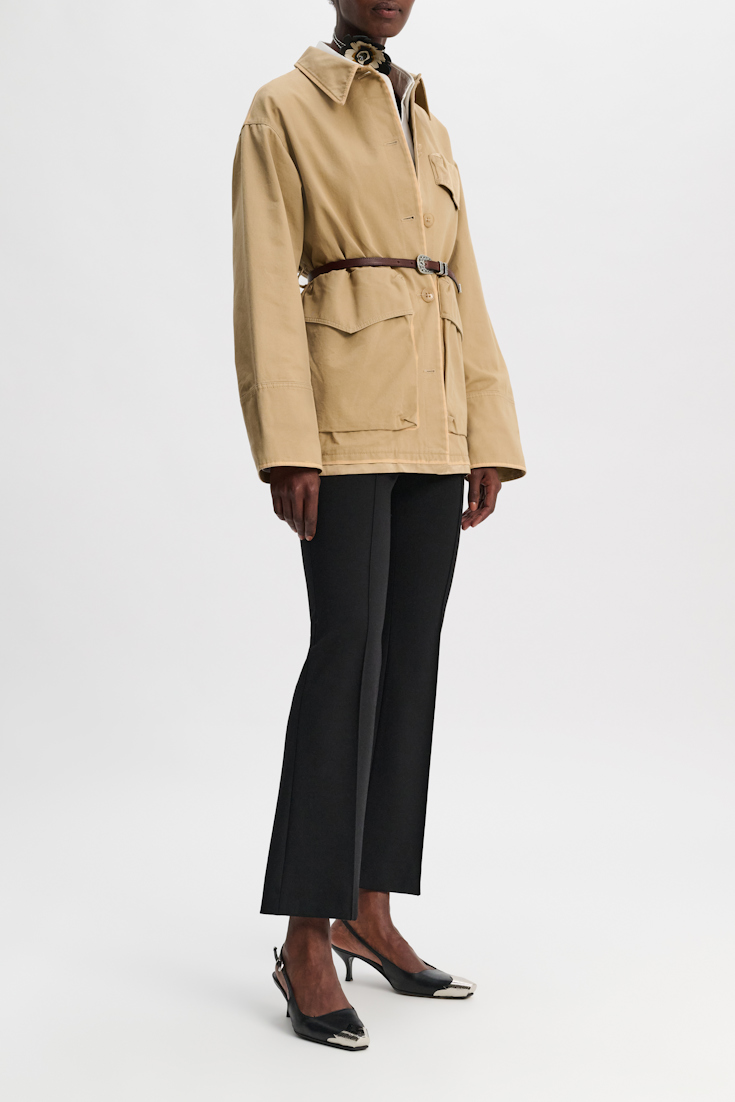 Dorothee Schumacher Hemdjacke mit abnehmbarem Ledergürtel medium beige