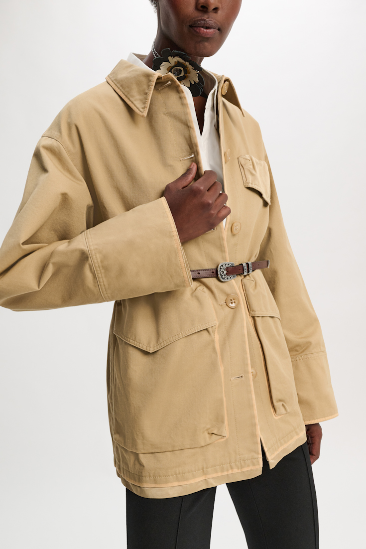 Dorothee Schumacher Hemdjacke mit abnehmbarem Ledergürtel medium beige