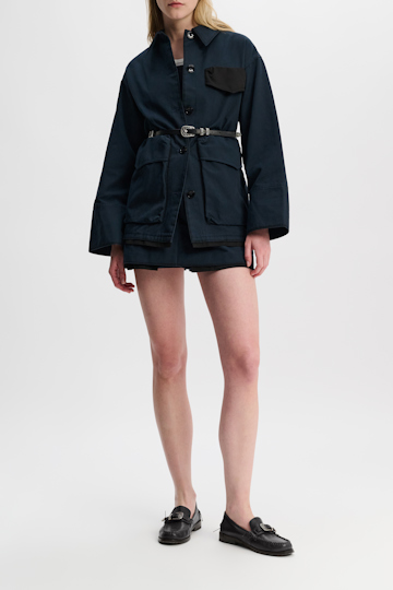 Dorothee Schumacher Cotton shirt-jacket with removable leather belt midnight
