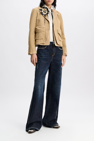 Dorothee Schumacher Cropped cotton blazer with painted edges medium beige